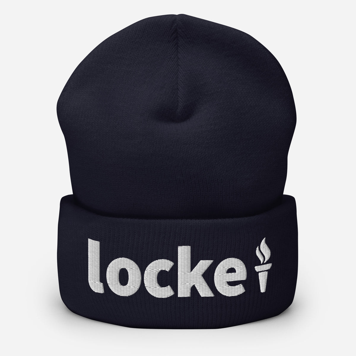John Locke Foundation in White Cuffed Beanie