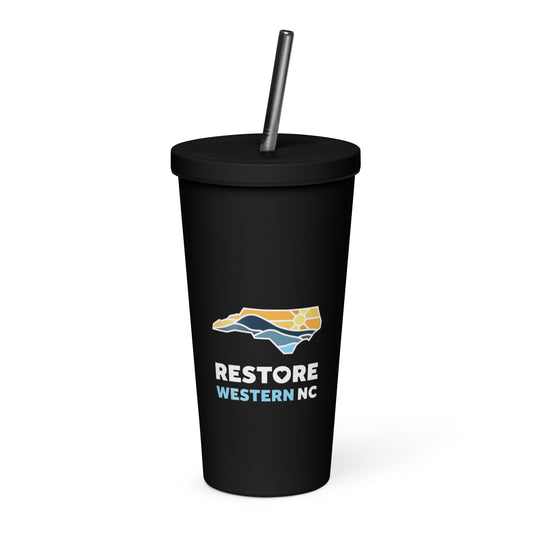 Restore Western NC Insulated Stainless Steel Tumbler with Straw