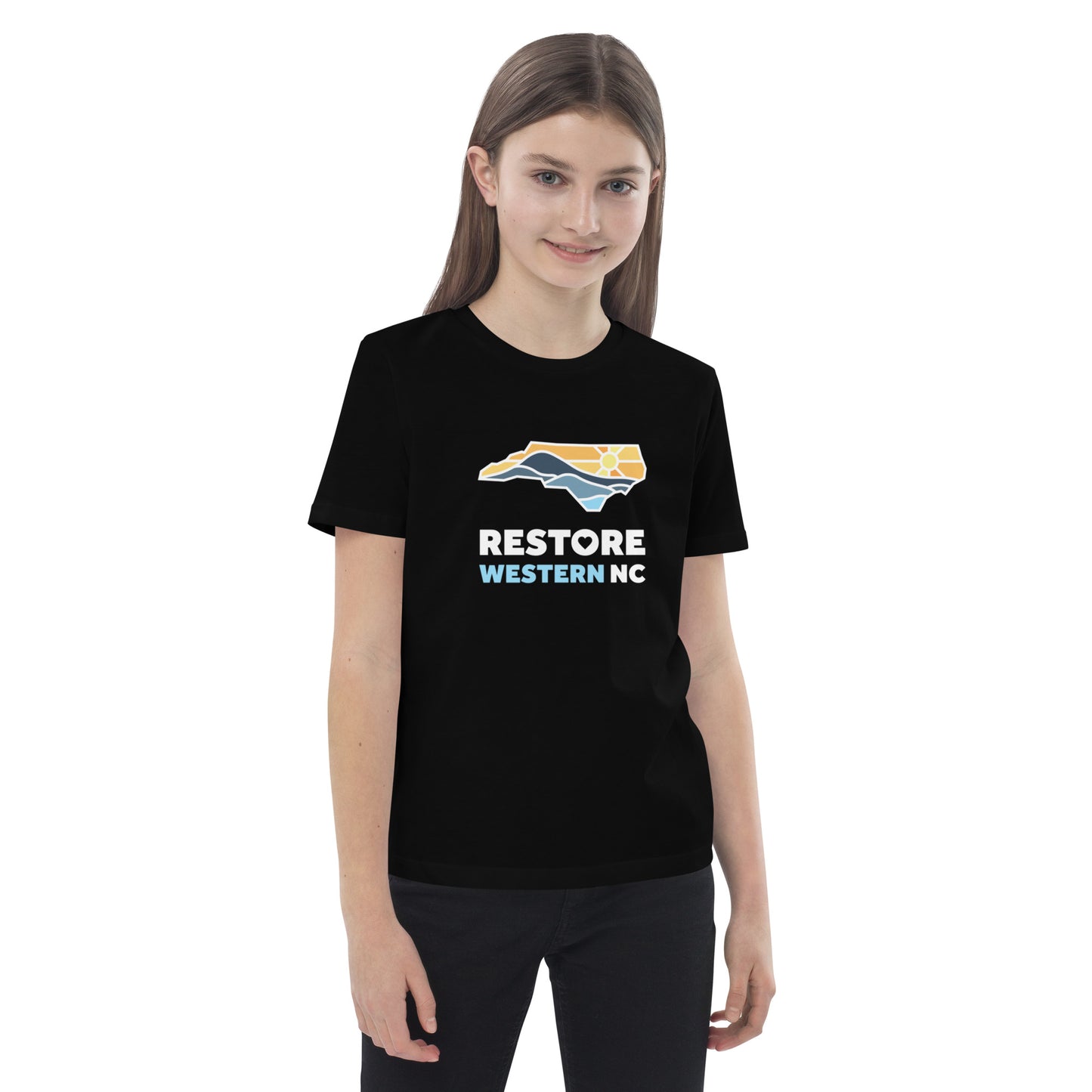 Restore Western NC Organic Cotton Kids T-shirt in Black