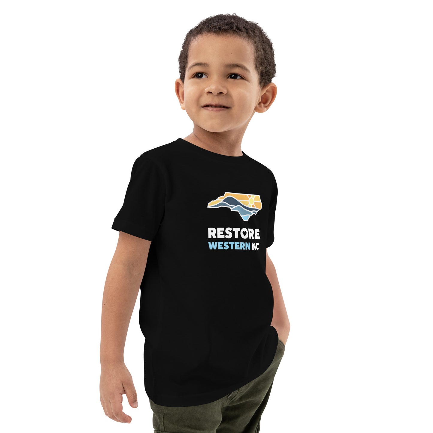 Restore Western NC Organic Cotton Kids T-shirt in Black